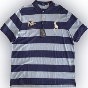 NEW Sz XXL Mens Polo Ralph Lauren Pony Mesh Embroider Polo Shirt Multi Blue $138